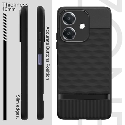 Image of Pikkme Back Cover for Realme C61 / Realme Narzo N61 Camera Protection 3D Hexa Cube Design Silicone Protective Bumper Case (Black)