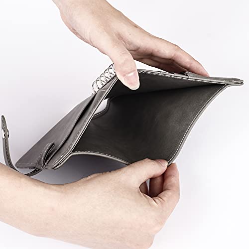 Jialiny A7 Faux Leather 6 Ring Binder Weekly Planner Appointment Calendar Cash Envelopes Wallet，Finances Organizer Calendar Budget Planner Notebook Refill For Men And Women(Grey) #TOP3