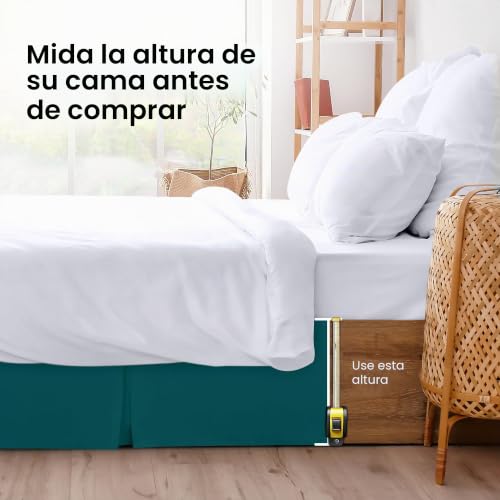 Faldón de cama Queen calidad de hotel con volantes plisados de caída suave 16" 5