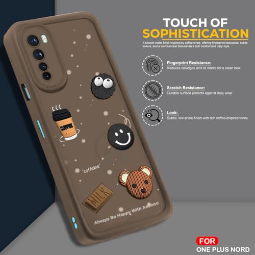 Image of AESTMO Back Case Cover | Cute Fun Cartoon 3D Ball | Coffee Silicone Case | Full Body Protection | Camera Protection Back Cover (Brown, OnePlus Nord)