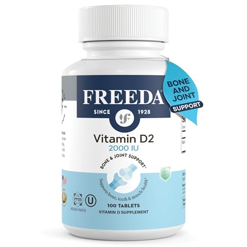 FREEDA Vitamin D2 2000 IU for Bone & Immune Support Vegan 100 Tablets