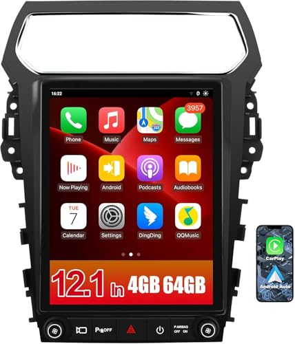 Android 13 [4G+64G] Car Radio for Ford Explorer 2011-2019, 12.1inch Touch Screen Stereo with GPS WiFi SWC Wireless Apple CarPlay Android Auto