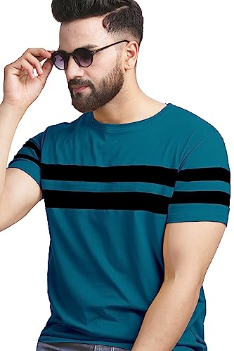 AUSK Men\’s Round Neck Regular Fit T-Shirts (Large) Teal AUSK Men\’s Round Neck Regular Fit T-Shirts (Large) Teal