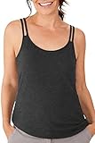 Amoena Women's Valetta Pocketed Camisole with Built in Shelf Bra, Charcoal Melange, 16