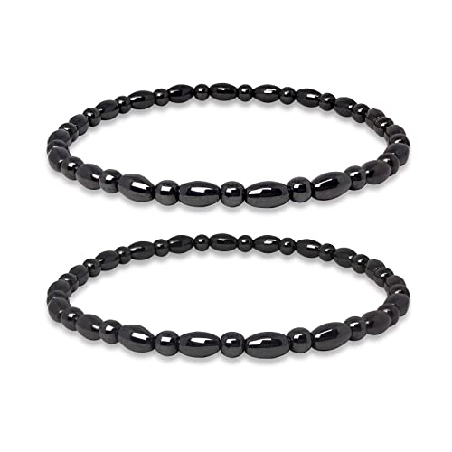 Image of Hion 2 Pack Hematite Therapy Anklet Bracelet for Women /Men