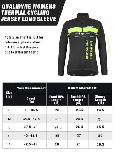 qualidyne Jaqueta feminina térmica de manga comprida de inverno com 3 bolsos para ciclismo casaco de