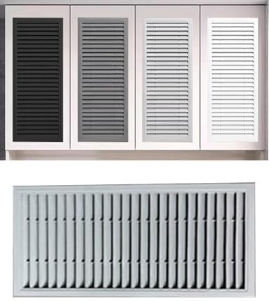 Aluminum Vent Cover for Shoe Cabinet & Wardrobe, Louvered Air Grille Register Cover, Rectangle Design, Cream Finish, 600x200mm - Ideal for Bathroom & Home Use