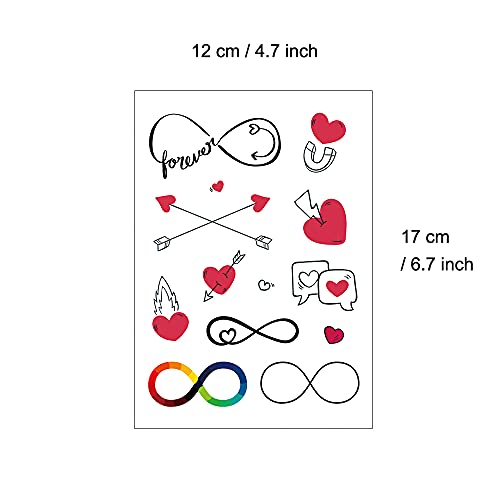 Everjoy 25+ Designs Realistic Infinite Love Heart Temporary Tattoo Stickers, Waterproof Valentines Love Arrow, Party Favors - Image 3