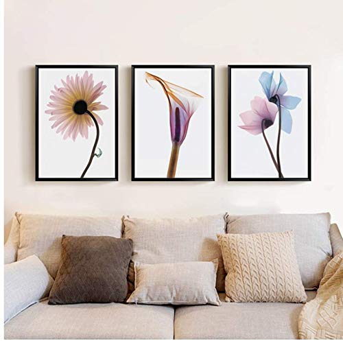 Peinture Toile Fleurs Transparentes 50x70cm Grand Format Lumineux pour Salon