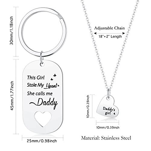 Cerslimo Father Daughter Gifts-These Girls Stole My Heart They Call Me Daddy Keychain And Daddy's Girl Heart Cut Out Necklace Set, Fathers Day Birthday Gifts For Dad From Daughters, Silver #TOP1