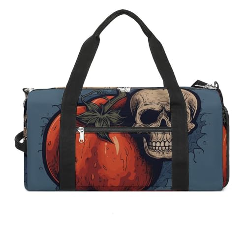 Sac de sport léger blanc au motif tomates et tête de mort unique