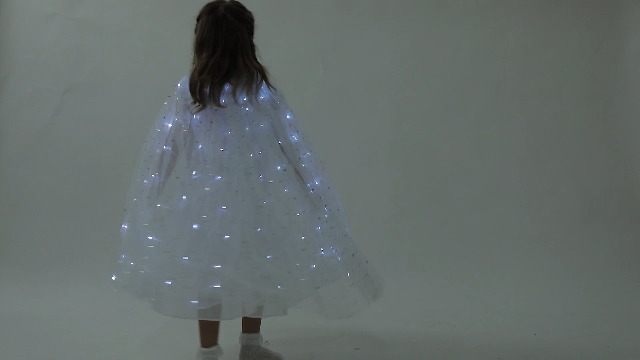 Capa de princesa con luces LED para niñas, tul 2 capas miniatura 6