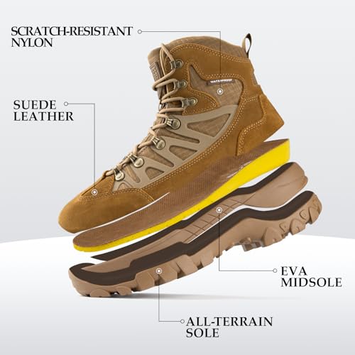 FREE SOLDIER Men's Waterproof Tactical Hiking Boots Military Work Boots Combat Boots3