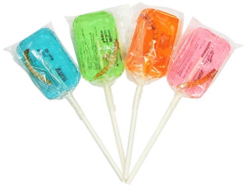 Hotlix Assorted Worm Sucker Lolipop - Pack of 4 - Blueberry, Apple, Orange, Watermelon - PACK OF 2