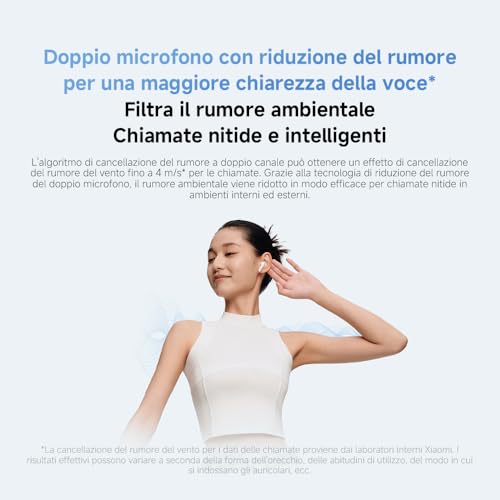 Redmi Buds 6 Active–Auricolari wireless Bluetooth semi-in-ear,Riduzione del rumore a doppio microfono,Fino a 6h+30h di durata della batteria, Bluetooth 5.4, Google Fast Pair-Blancos - Cuffia gaming - Immagine 3