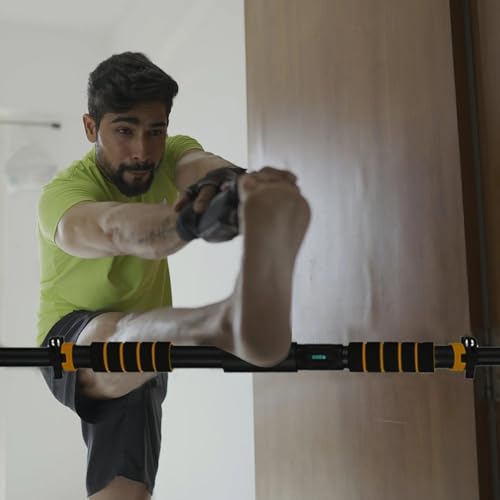 Image of SKYCELL Door Pull Up Bar For Home Workout Wall Mounted Pull Up Doorway Bar for Men, Women & Kids Without Screw Doorway Hanging Rod 27-40 inches | Weight upto 200 Kg (Yellow & Black)