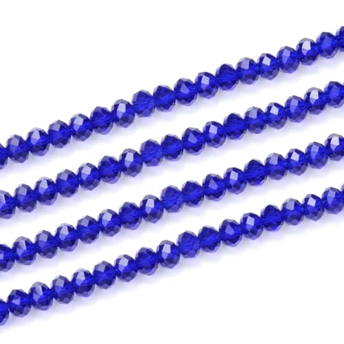 Image of 200pcs Czech Faceted Rondelle Crystal Glass Beads 6mm Bulk Cobalt Blue