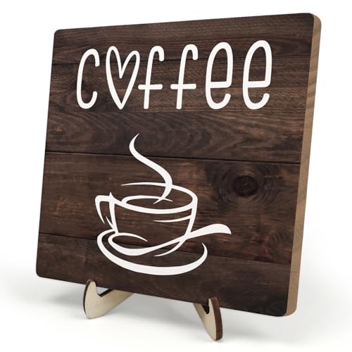Coffee Bar Sign Plaque, Coffee Signs for Coffee Station, Vintage Coffee Sign Decor for Kitchen, Coffee Bar Accessories, Coffee Themed Gifts, Farmhouse Cafe Sign,Coffee Bar Decor Signs (Brown2,