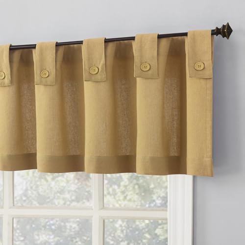 Archaeo 63442 Cotton Blend Button Tab Top Cafe Curtains, Valance, 54 Inch X 14, Camel thumb #1