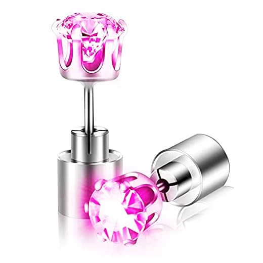 IC ICLOVER LED Earrings, 1 Pair Cool Shiny Glowing LED Lighting Up Stylish Earring Studs, Christmas Thanksgiving Halloween Wedding Rave Dance Party Decoration, Gift for Women Men Boy Girl - Purple