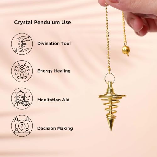 Image of Golden Spiral Pendulum | Reiki Tool | Feng Shui & Vastu Chakra Balancing | Divination & Decision Making Dowsing Pendulum