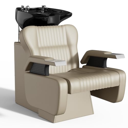 Image of KIGOTY Hair Washing Station,Backwash Chair Unit,Adjustable Ceramic Bowl