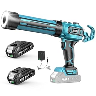 SEESII Electric Caulk Gun, Cordless Caulking gun w/2 x 2.0Ah Batteries, Battery Power Caulking Gun with Brushless Motor & LED Light, Filling and Sealing for Doors Floors Walls Window, 10 Oz