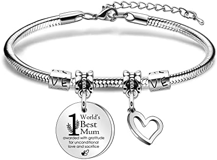 SAMORION Mum Mother Mama Gifts Bracelet for Mum Mothers Day From Daughter Son Charm Silver Bracelet Jewellery for Mum Christmas Birthday Gifts