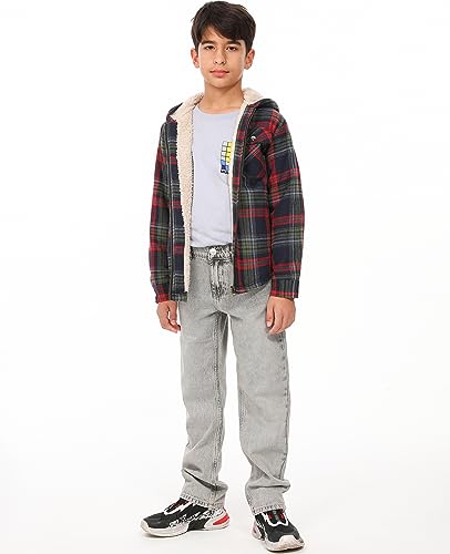 Image of ZENTHACE Boys Sherpa Fleece Lined Flannel Jacket