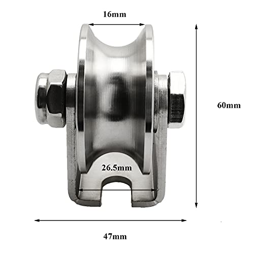 Heyous DOSSTRP-UT-1 Detachable Oblique Stainless Steel U-Type Groove Sliding Wheel Roller Track Rail Fixed Pulley thumb #2