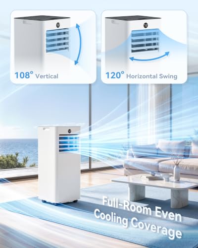 Image of 8000BTU 4-in-1 AC Unit, Cools 350 Sq.Ft, Ultra Quiet | 8000BTU AC cools 350sq.ft, 4-in-1 cool /fan /dry /sleep, quiet, LED, remote, 24H timer, auto swing, kit, for bed /office /dorm.