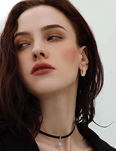 WOWORAMA Chunky Open Hoop Earrings for Women Gold Pave CZ Chunky Hoops Sparkly Crystal C Shaped Round Hoop Earrings Cubic Zirconia Thick Hoops Earrings3