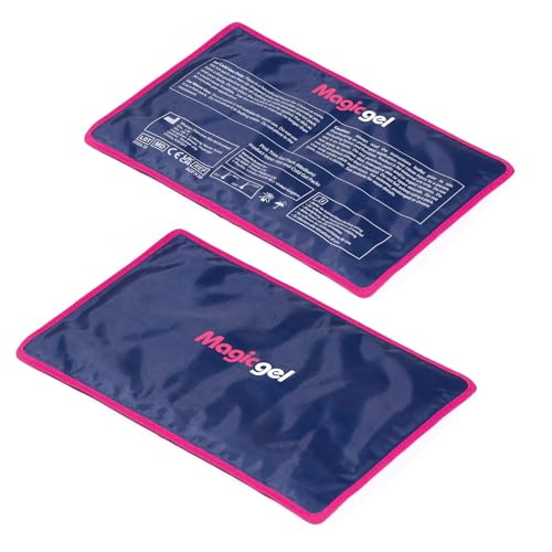 Magic Gel Bolsa de Gel Frio o Calor para Lesiones - 30x20cm - Faja para Congelador o Microondas - Alivia Dolores de Rodilla, Pierna, Brazos, Fisioterapia y Más - 2 Pack