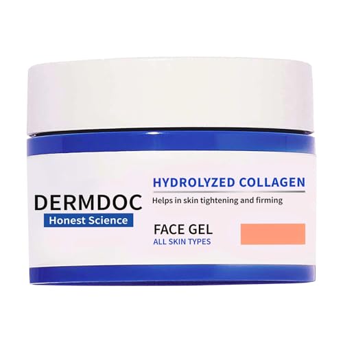 Image of DermDoc Skin Tightening Face Gel with Hydrolyzed Collagen (50g) | collagen gel for face | skin collagen booster