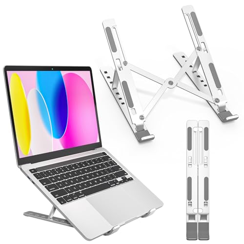 AOVUYCK-Store Support Ordinateur Portable Aluminium avec 7 Niveaux Réglables, Support PC Portable Antidérapant en Silicone, Compatible avec Lenovo, HP et Autres...