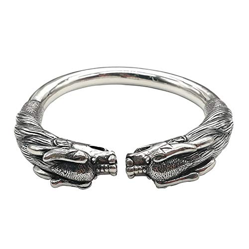 Bracelet dragon argent S925 : bijou vintage sculpté en relief 3D