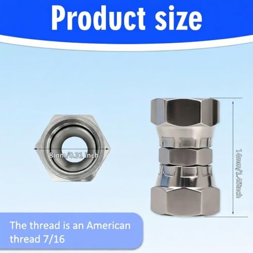 Image of JIC 304 Stainless Steel Female Swivel Union, 1 /4 inch Female x 1 /4 inch Female（Female Thread 13 /32 inch(0.39 Inch）