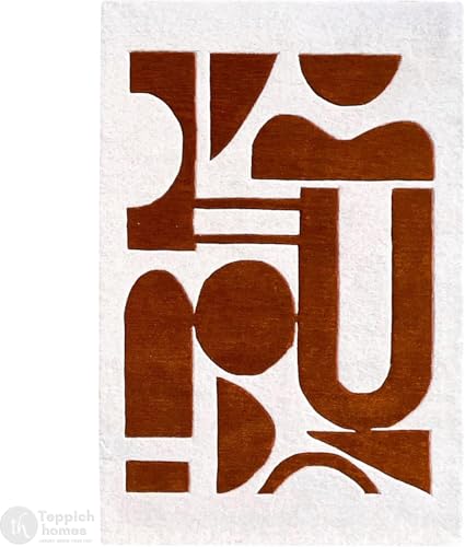 Teppich homes Hand Tufted Wool Area Rug, Abstract Red and