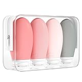 Morfone 100ml Silicone Travel Bottle for Toiletries, 4 Pack Leak Proof Refillable Squeezable Containers for Lotion Liquid Shampoo, BPA Free and TSA Approved Travel Accessories (Pink)