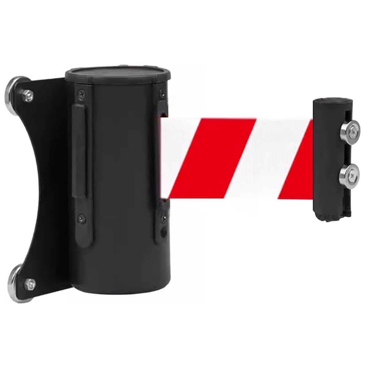 Barriera Sicurezza Magnetica Retrattile Code, barriera Sicurezza Rossa e Bianca Montaggio a Parete, Rimbalzo Automatico Negozi Alimentari, Stadio, Scuola, Nero, 6,5 Piedi, Parco Giochi, Hotel