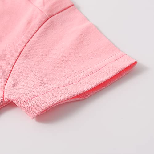 Image of Noomelfish Girls Short Sleeve Heart Pocket T-Shirts Casual Cotton Tee Tops Blouse (5-12 Years)