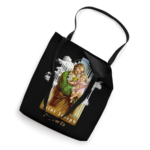 Bolso tote de tela con diseño religioso católico: San José con el Niño Jesús miniatura 2