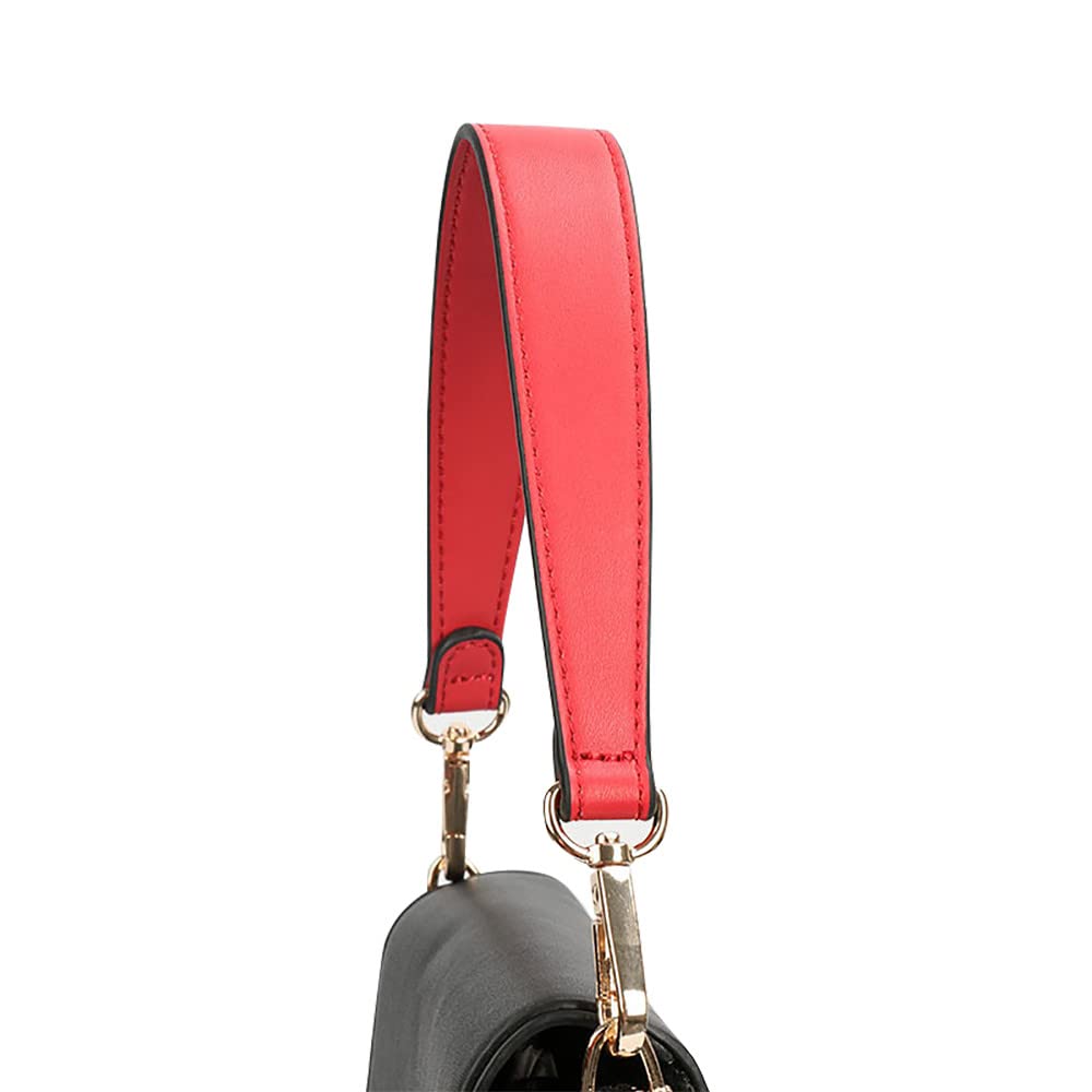 Flat Grain Leather Replacement Straps for Handbags Purse Straps Replacement Crossbody Silver Clasps Women Purse Making 14.17"(36CM) Long Red