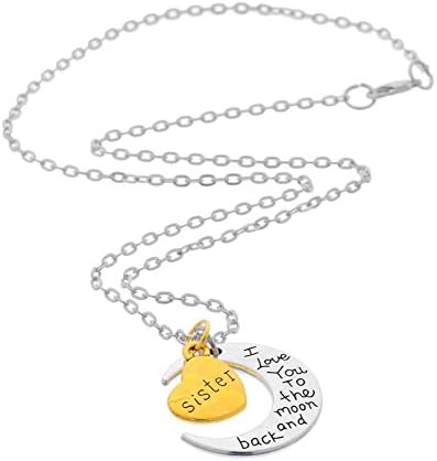 Sister Gifts Heart Pendant Necklace Sister Jewelry Graduation Birthday Christmas Gifts for Sister from Sister Brother