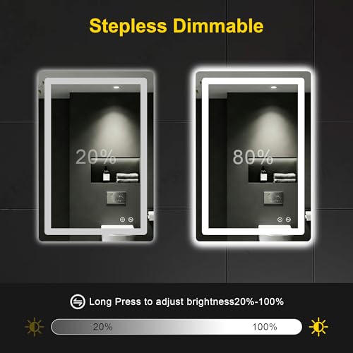 Image of LED Bathroom Mirror with Lights, 20 inchx30 inch Lighted Vanity Mirror for Wall