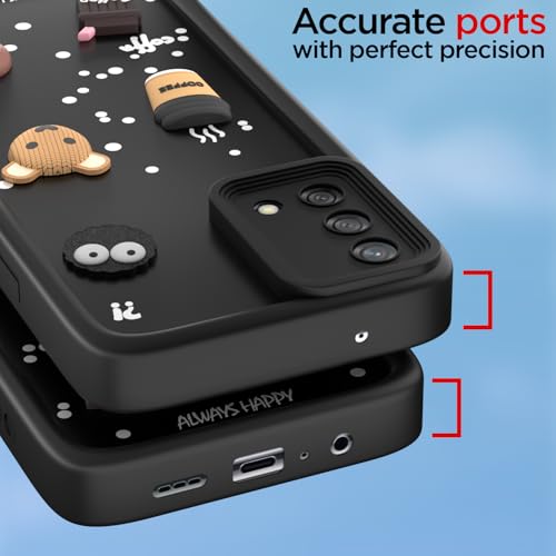Image of Pikkme Back Cover for Oppo F19 / F19s | Cute Fun Cartoon 3D Bear Silicone Full Body Protection Bumper Case (Black)