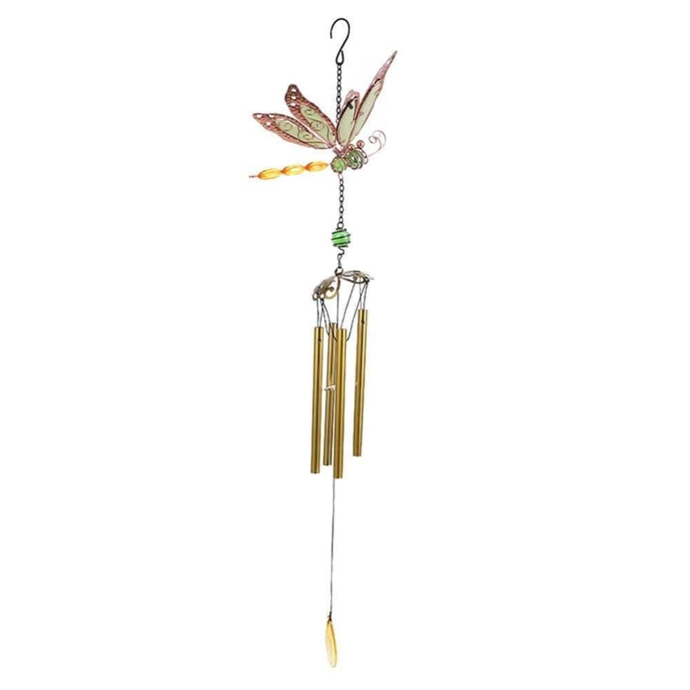 Wind Chime Outdoor Wind Chimes Metal Dragonfly Chime with Night Glowing for Yard Garden Home Decor Windchime(Gelb,Tube)