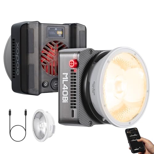 Image of Godox ML40Bi Bi-Color Pocket LED Video Light, 60W, 2800K-6500K, CRI≈96, Built-in 4800mAh Battery (2PCS), 42mins, Magnetic Back, App & NFC Control, Portable for YouTube /TikTok /Photography