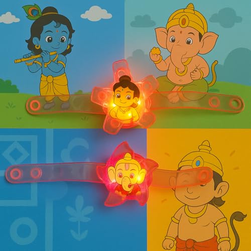 Image of Gods Traditional Character Set of 2 Rakhi for Kids | Rakhi Fidget | Set of 2 with Light | Free Tilak Set | PoPo Toys | Assorted Any 2
