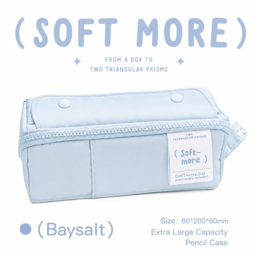 Image of WORSHIPER Multi-Functional Soft Pencil Case for Girls | Large Capacity Zipper Pouch with Multiple Compartments | Aesthetic Stationery Organizer for School, College & Office (Soft More Blue)